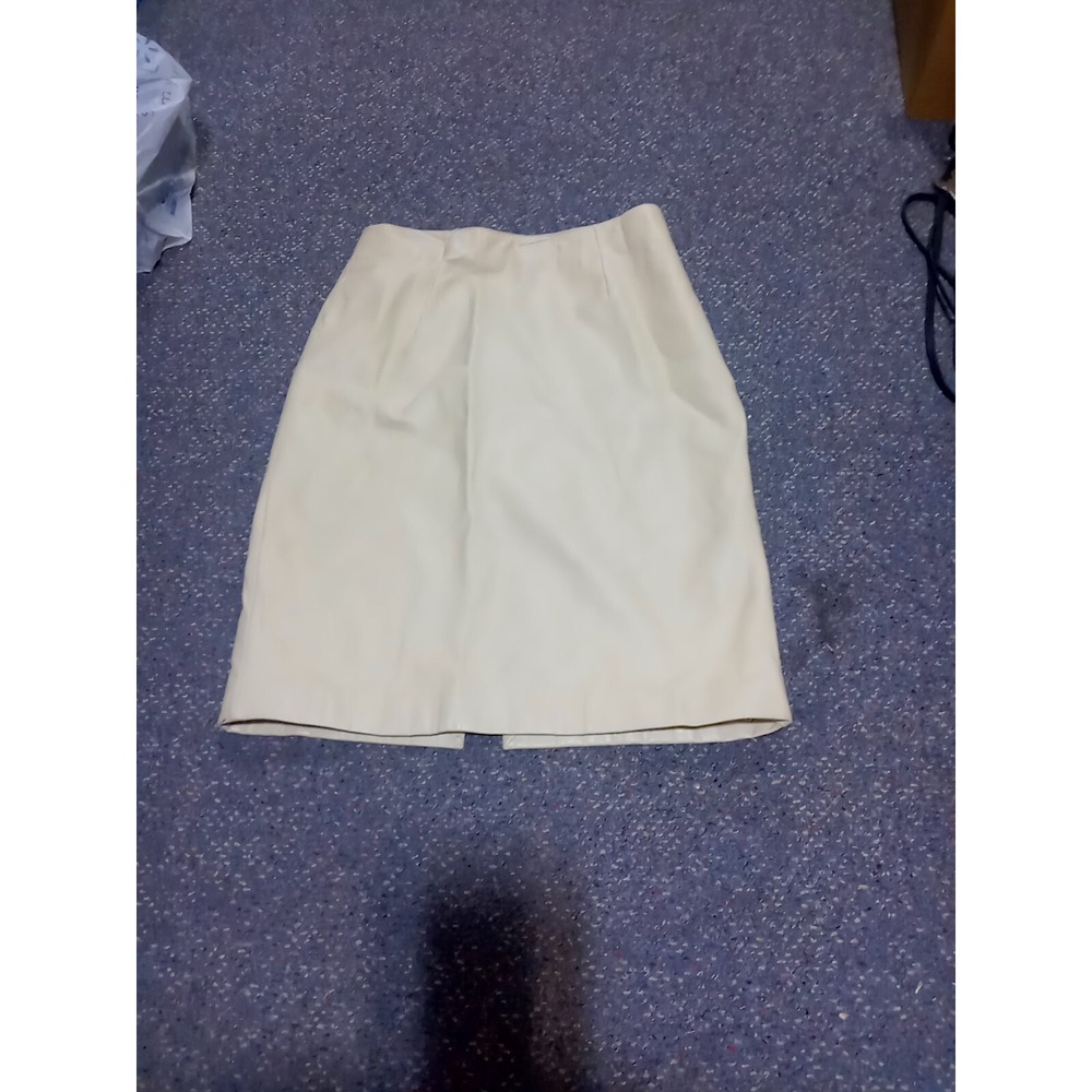 Wilsons Pelle Studio Crocodile Embossed Cream Leather Pencil Skirt Size 10